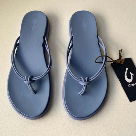 Olukai Aka Flip Flop Sandals Comfort Summer Beach Coastal Cloud Blue Size 10 NWT - Picture 3 of 10